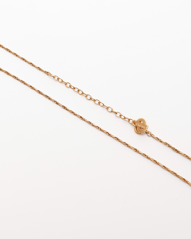 Christian Dior Rhinestone Padlock Charm Necklace