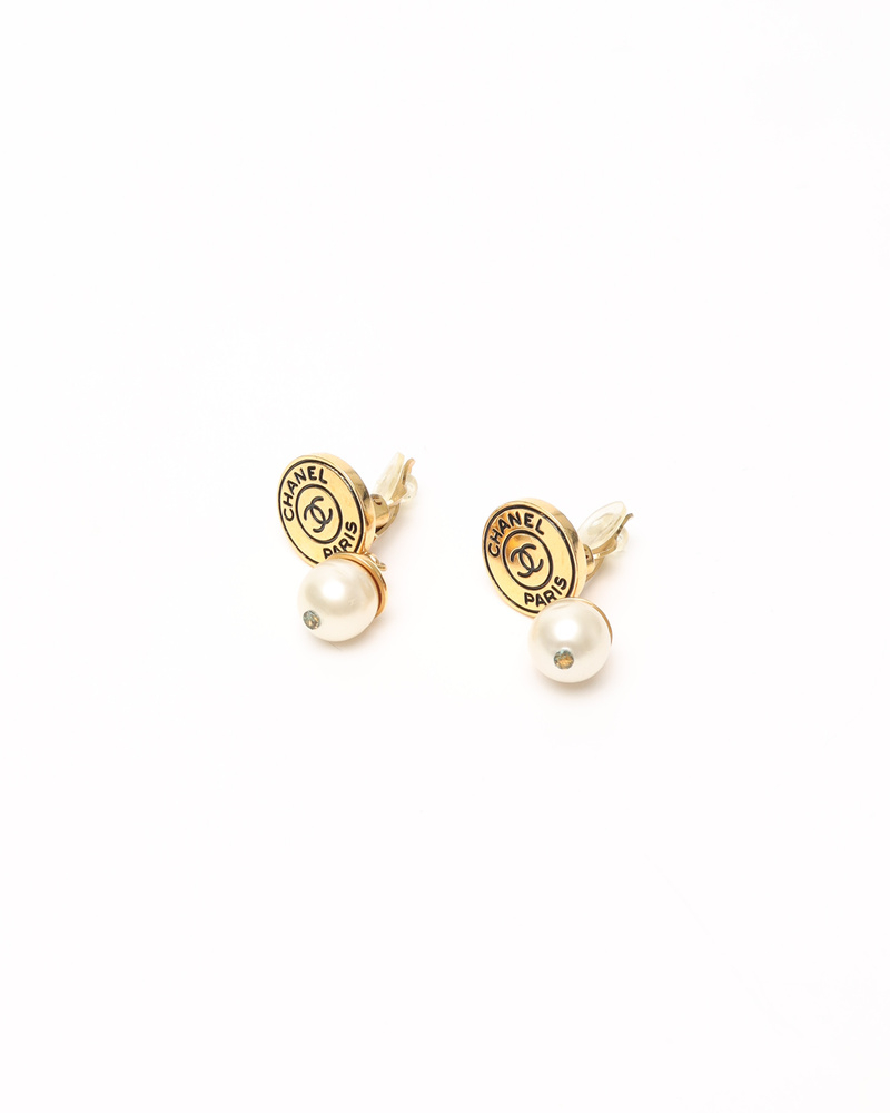 Chanel Coco Mark and Pearl Earrings Clip On