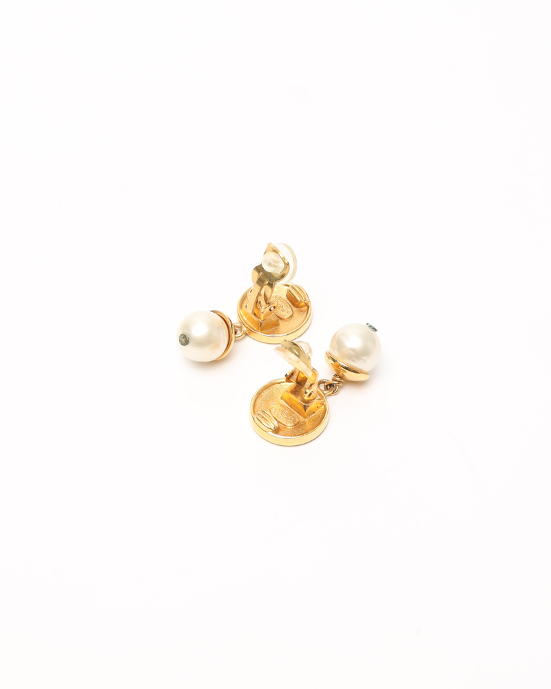 Chanel Coco Mark and Pearl Earrings Clip On