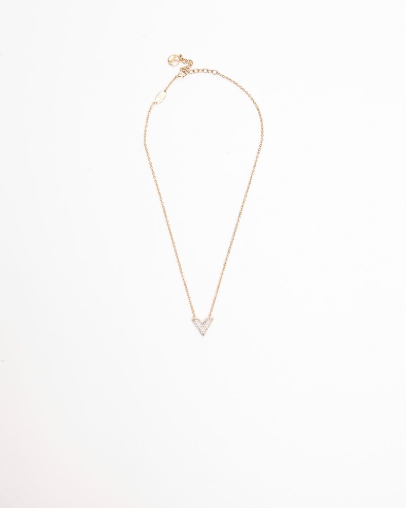 Louis Vuitton V Rhinestone Necklace