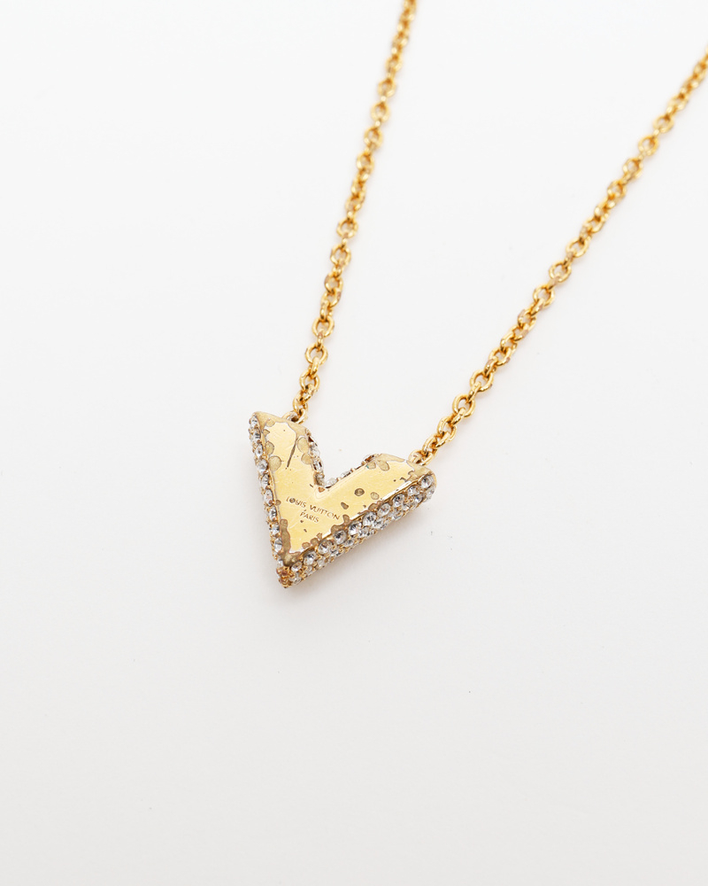 Louis Vuitton V Rhinestone Necklace