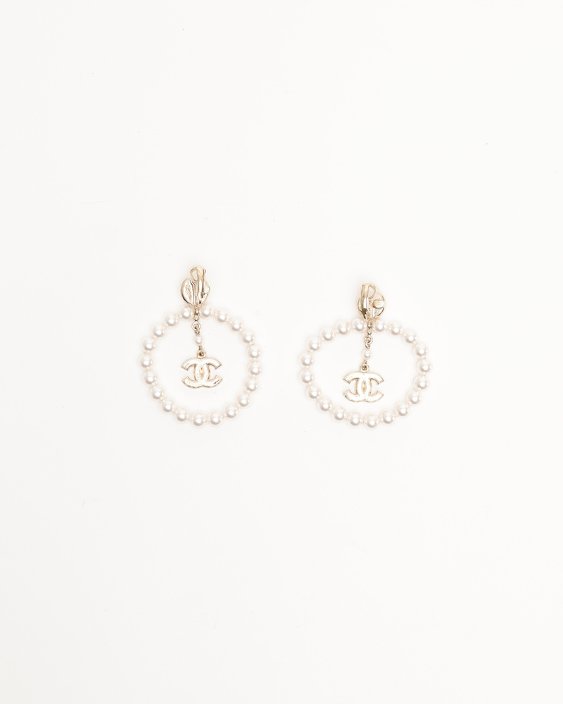 Chanel Coco Mark Rhinestone Dangling Earrings