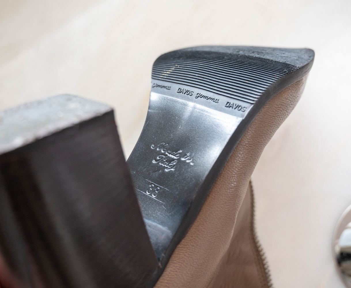 Max&Co. Taupe Leather Ankle Boots with Zipper