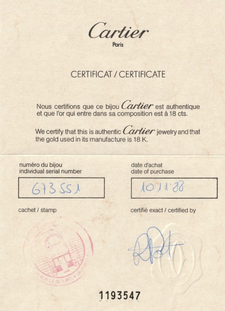 Cartier 18 ct gold hoop earrings