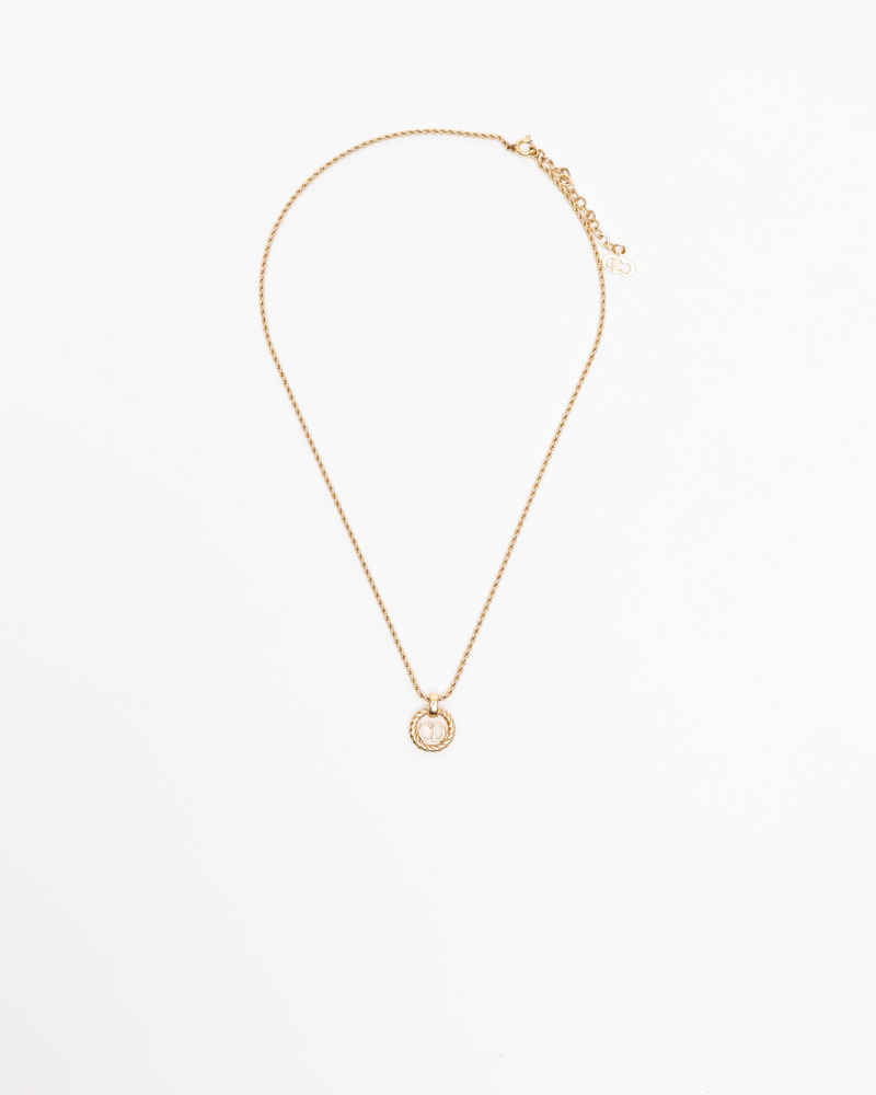 Christian Dior Twist Ring Logo Necklace