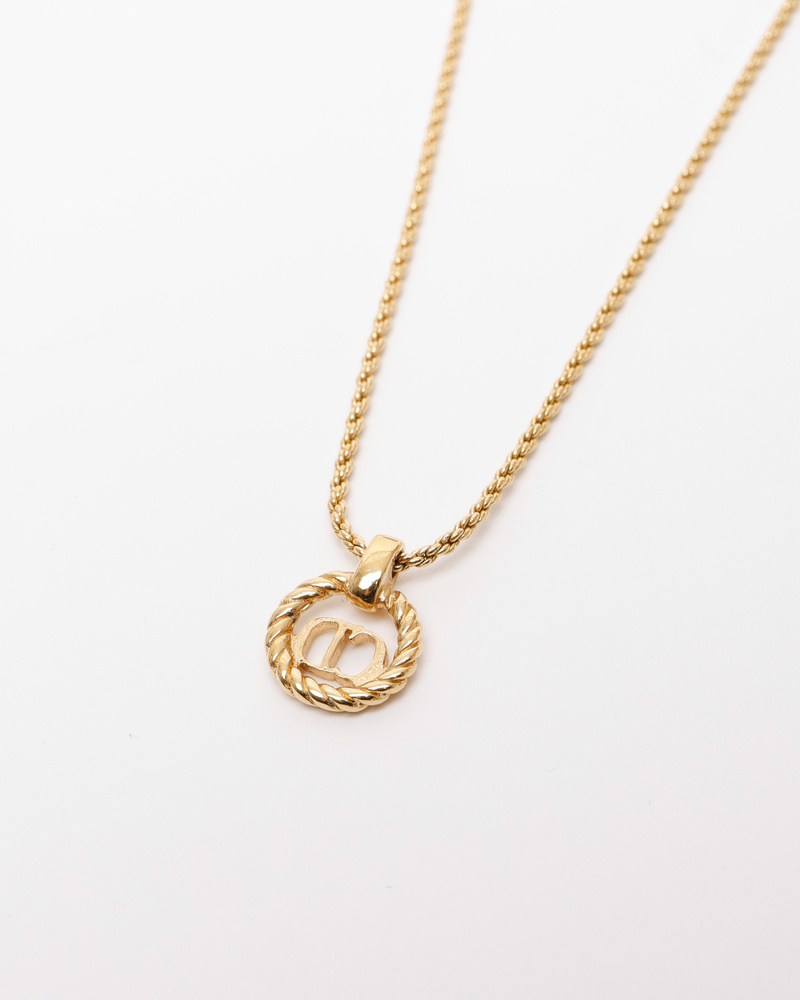 Christian Dior Twist Ring Logo Necklace