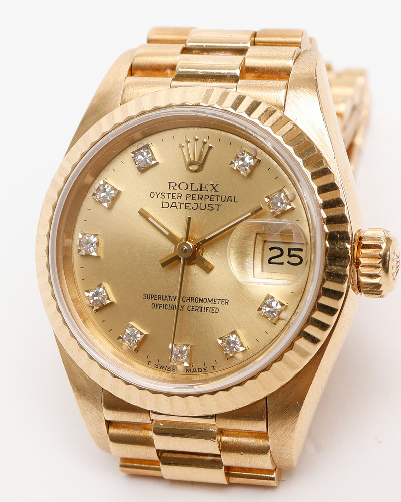Rolex Lady-Datejust 26mm Ref 69178 18k Gold Diamond Dial Watch