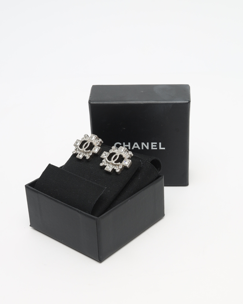 Chanel Coco Mark Rhinestone Clip-on Earrings