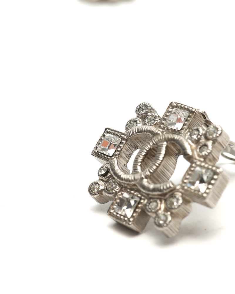 Chanel Coco Mark Rhinestone Clip-on Earrings