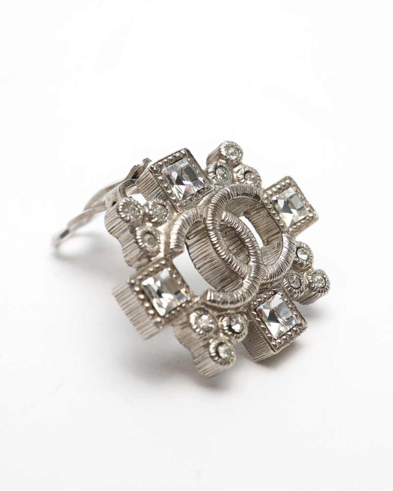 Chanel Coco Mark Rhinestone Clip-on Earrings