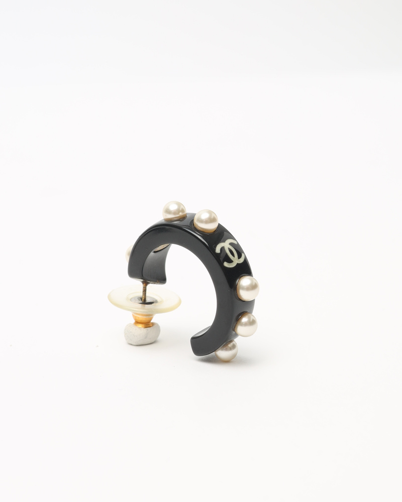 Chanel Coco Mark Resin and Pearl Earrings