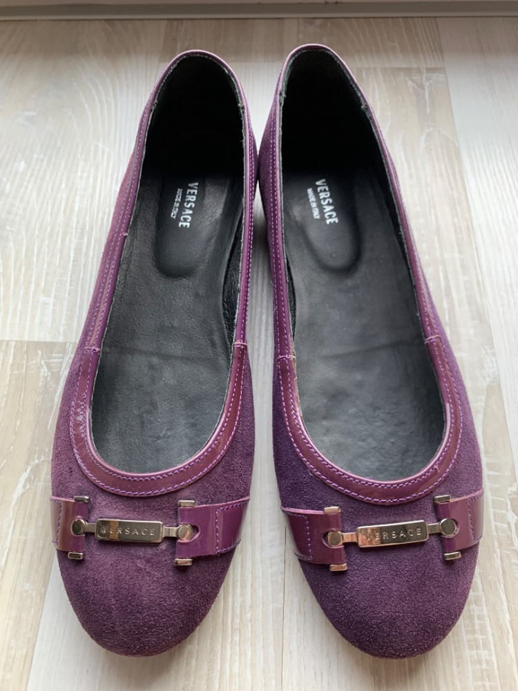 Versace Purple violet leather ballerina