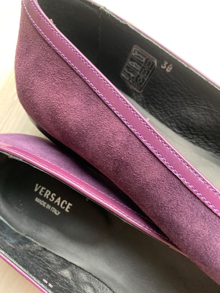 Versace Purple violet leather ballerina