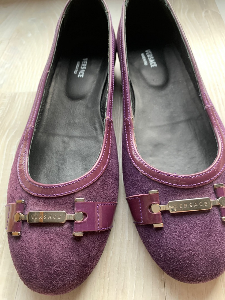 Versace Purple violet leather ballerina