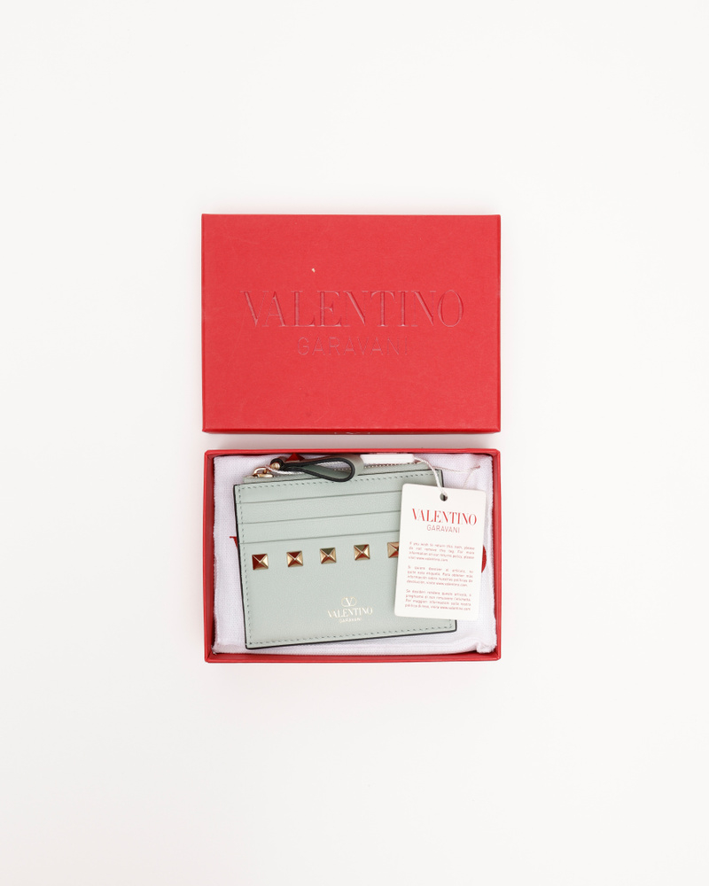 Valentino Rock Studs Leather Card Holder