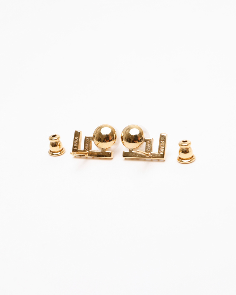 Fendi FF Rhinestone and Pearl Earrings