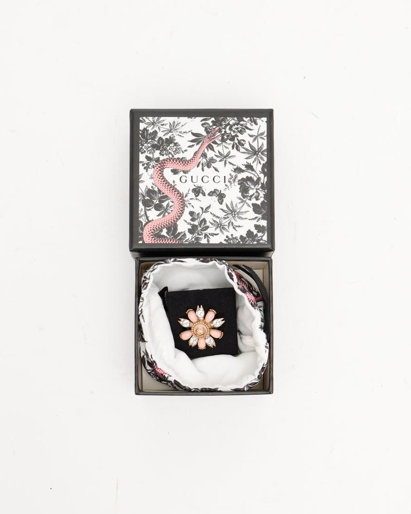 Gucci Interlocking G Flower Ring Rhinestone