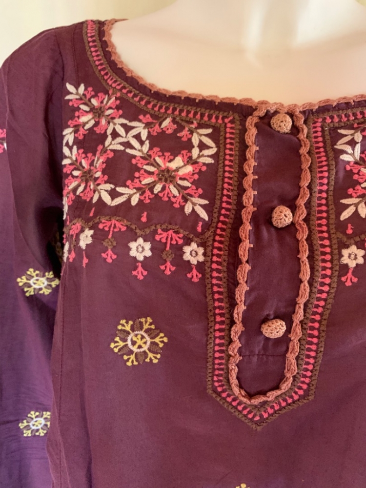 Odd Molly Top en soie brodée à manches longues