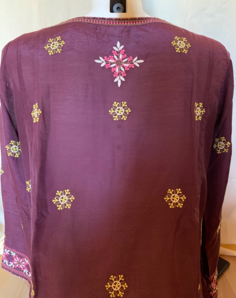 Odd Molly Top en soie brodée à manches longues