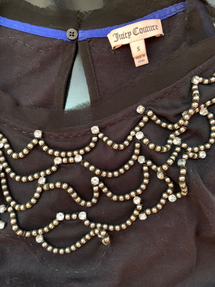 Juicy Couture Pechschwarz Jewell Veredelter Tank