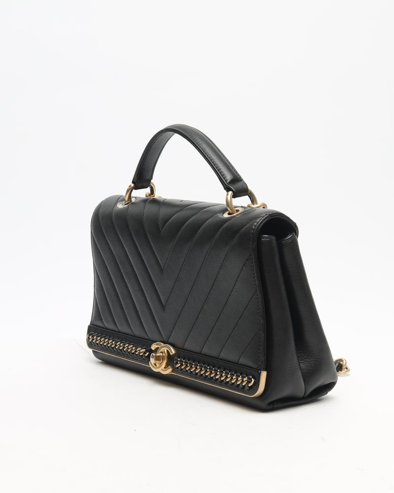 Chanel CC Chevron Top Handle Bag