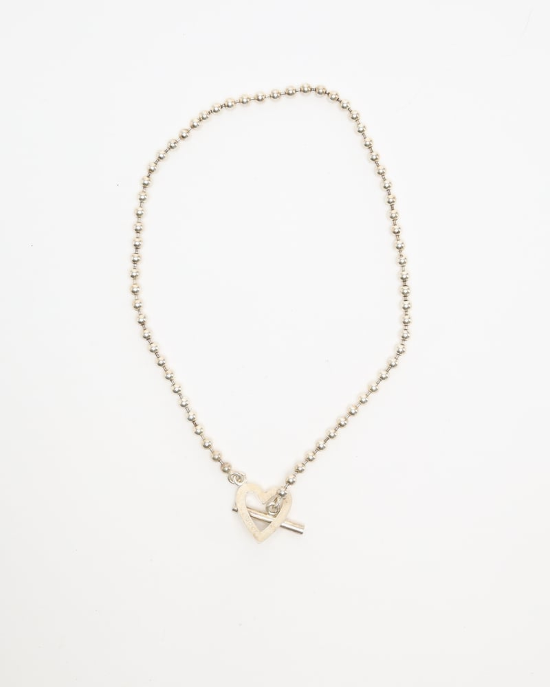 Gucci Ball Chain Heart Silver Necklace