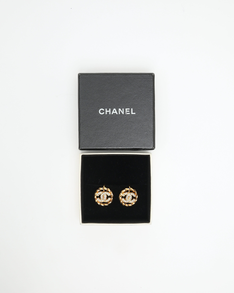 Chanel Coco Mark Rhinestone Clip-on Earrings