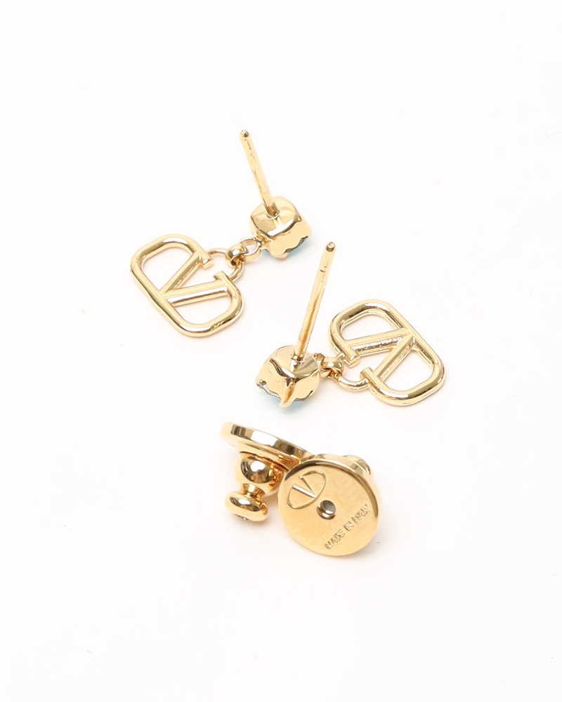 Valentino V logo Signature Rhinestone Earrings
