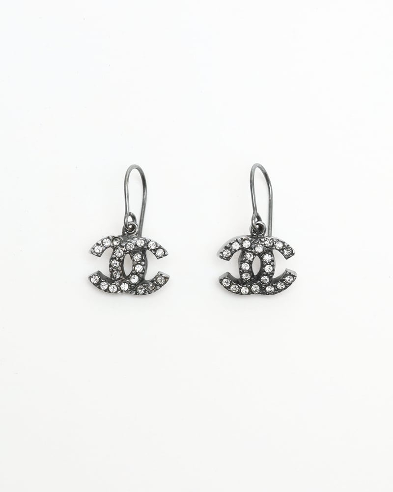 Chanel Coco Mark Rhinestone Hook Earrings