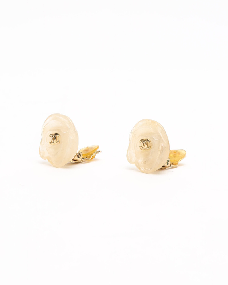 Chanel Camellia Coco Mark Clip-on Earrings