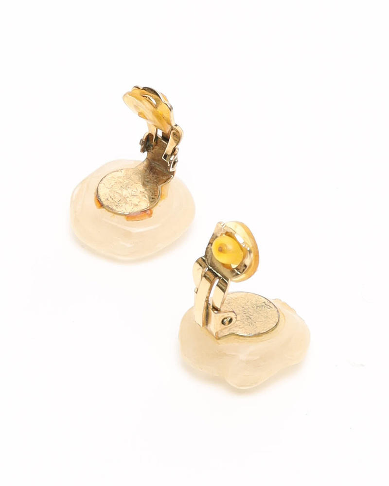 Chanel Camellia Coco Mark Clip-on Earrings