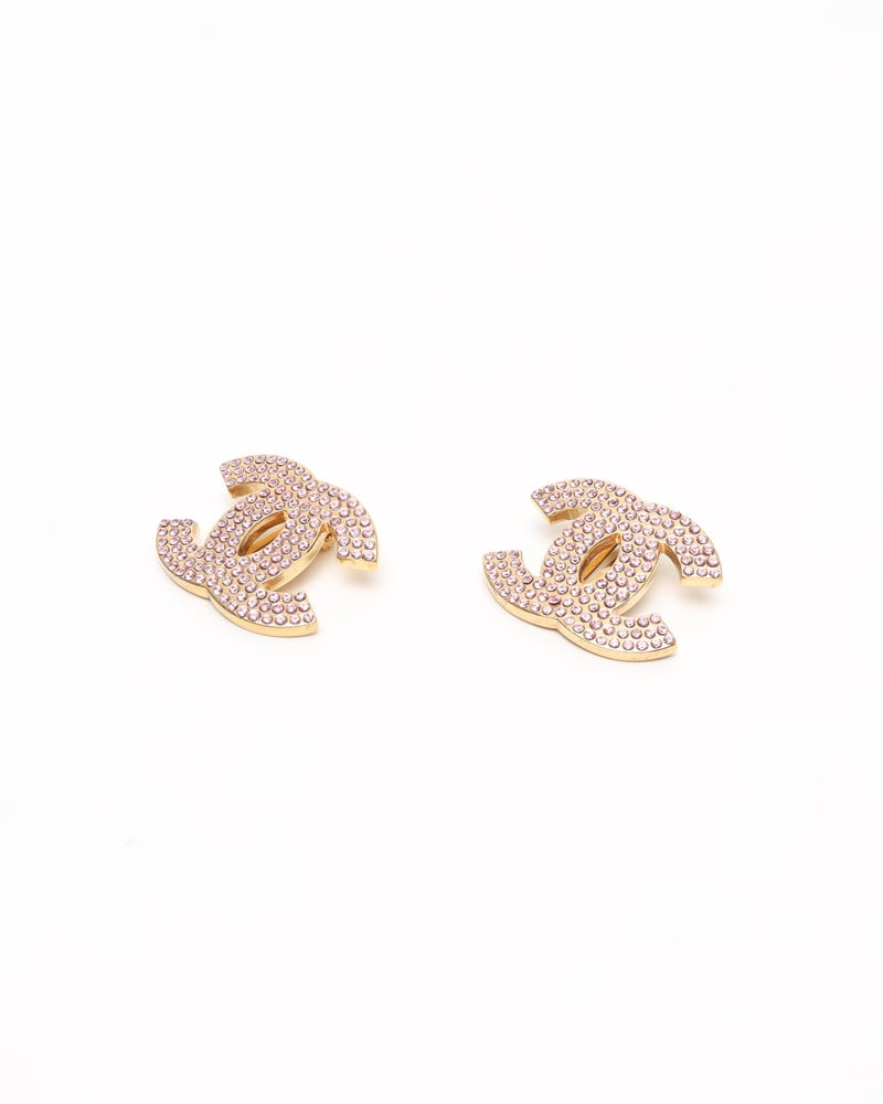 Chanel Coco Mark Rhinestone Clip-on Earrings