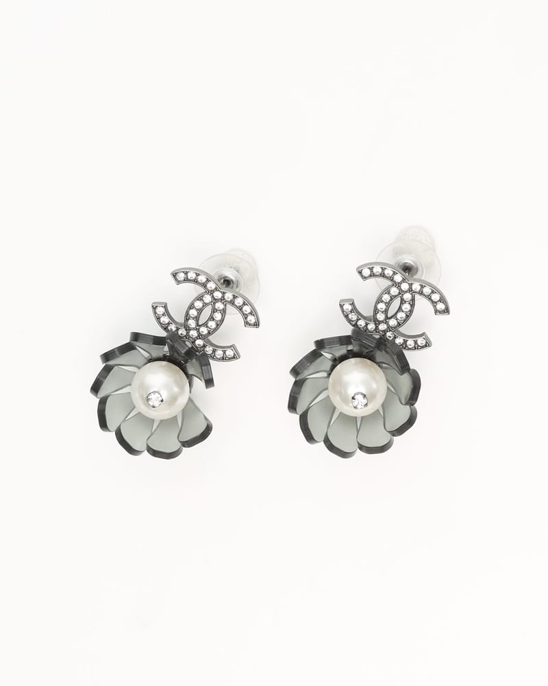 Chanel Coco Mark Rhinestone, Pearl and Flower Motif Earrings