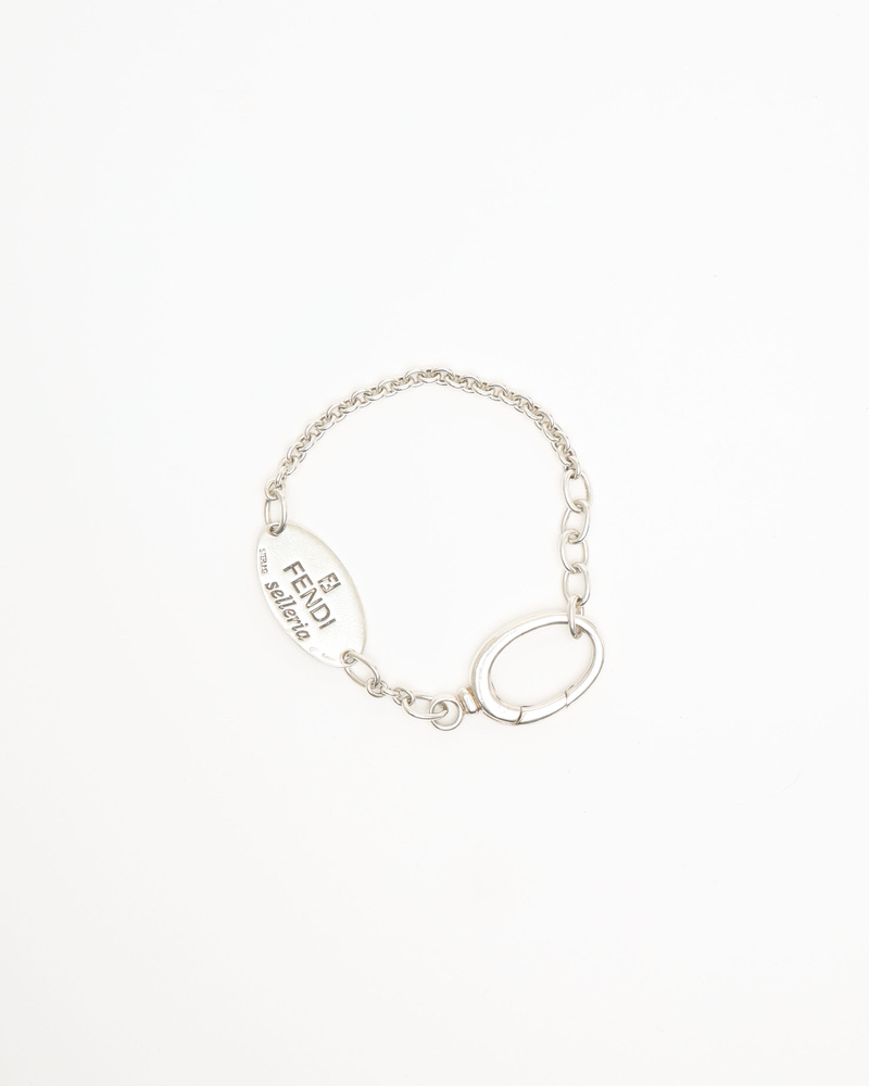Fendi Logo Plate Silver Bracelet