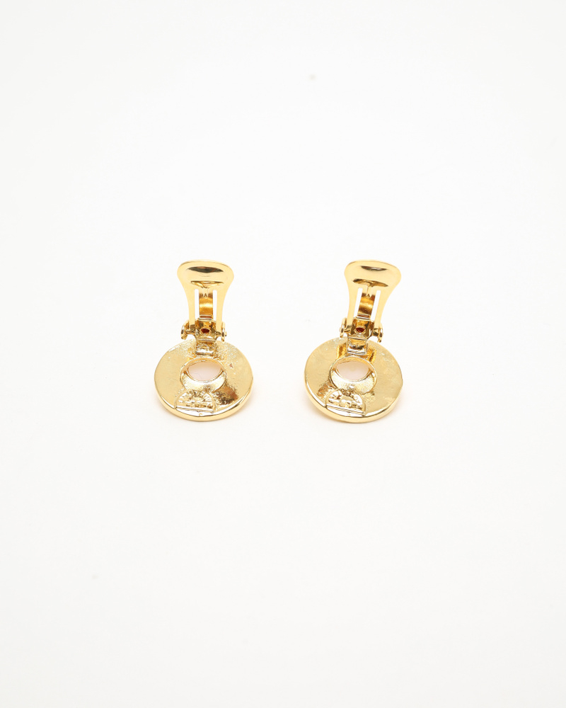 Celine Céline Logo Pearl Clip-on Earrings