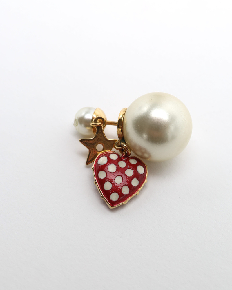 Christian Dior Tribal Pearl Heart Earrings