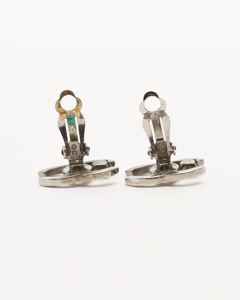 Chanel Coco Mark Black Stone Clip-on Earrings