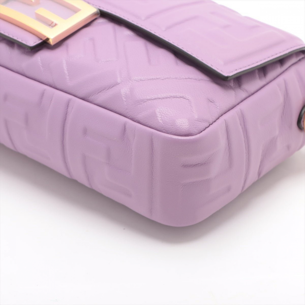 Fendi Baguette Medium FF Tridimensional Leather 2-Ways Baguette Bag Purple