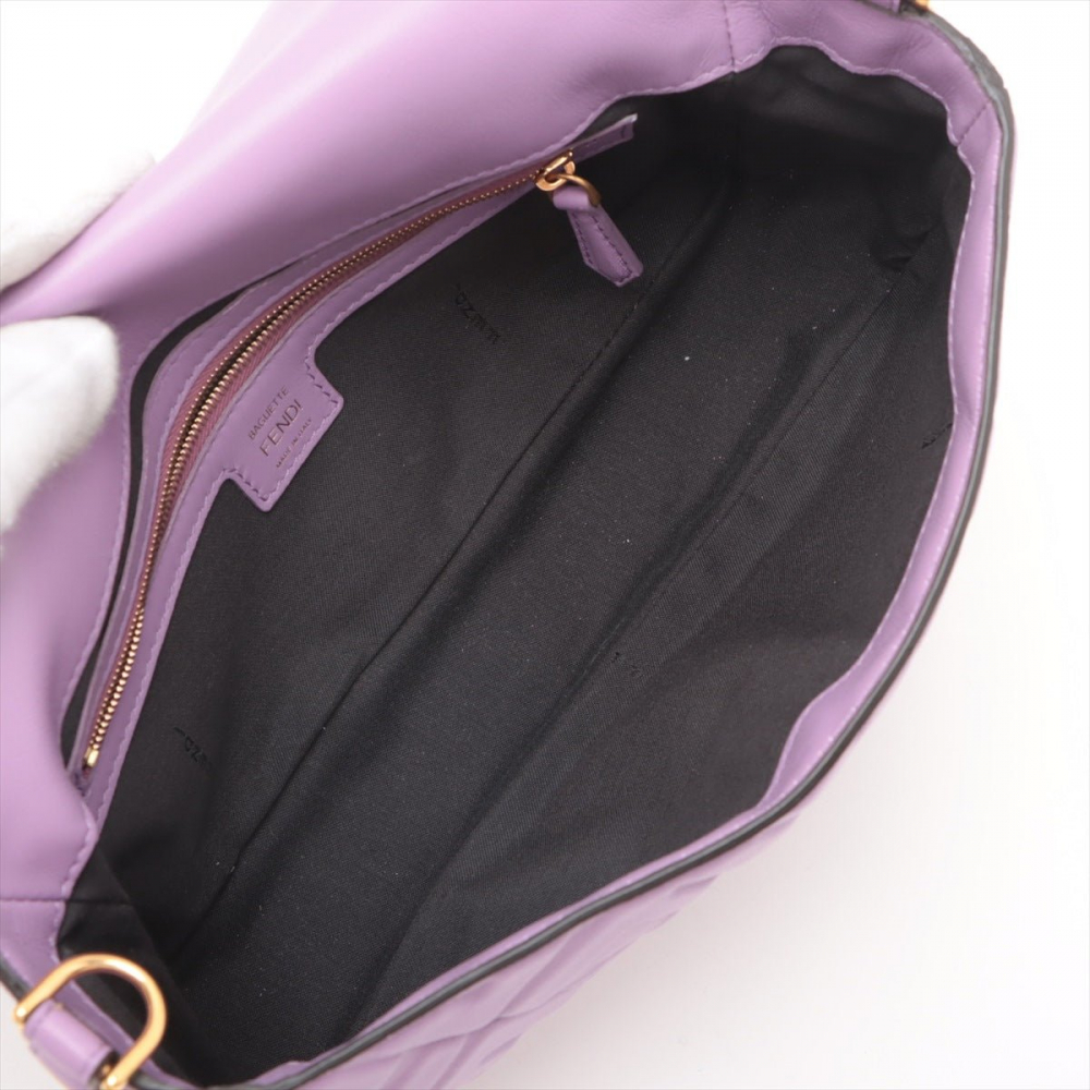 Fendi Baguette Medium FF Tridimensional Leather 2-Ways Baguette Bag Purple