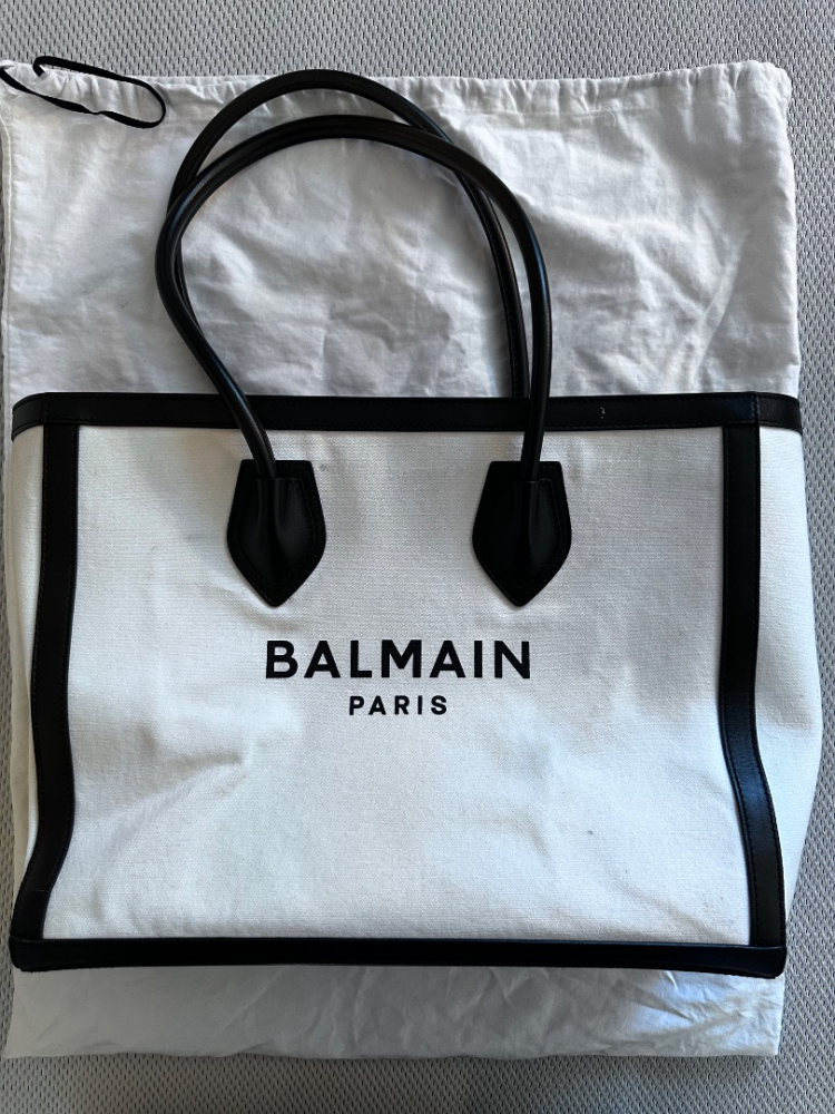 Balmain B Balmain White Canvas Fabric B-Army Tote Italy