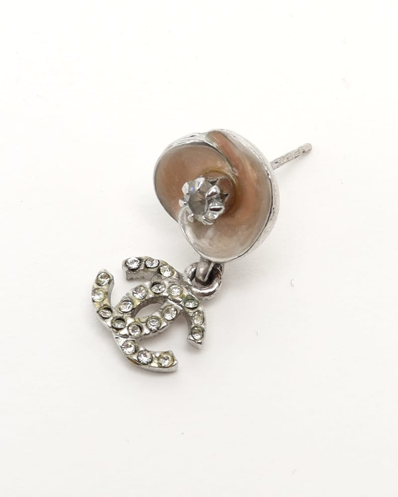 Chanel Coco Mark Rhinestone Flower Earrings