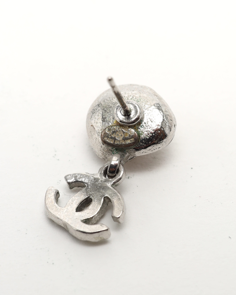 Chanel Coco Mark Rhinestone Flower Earrings