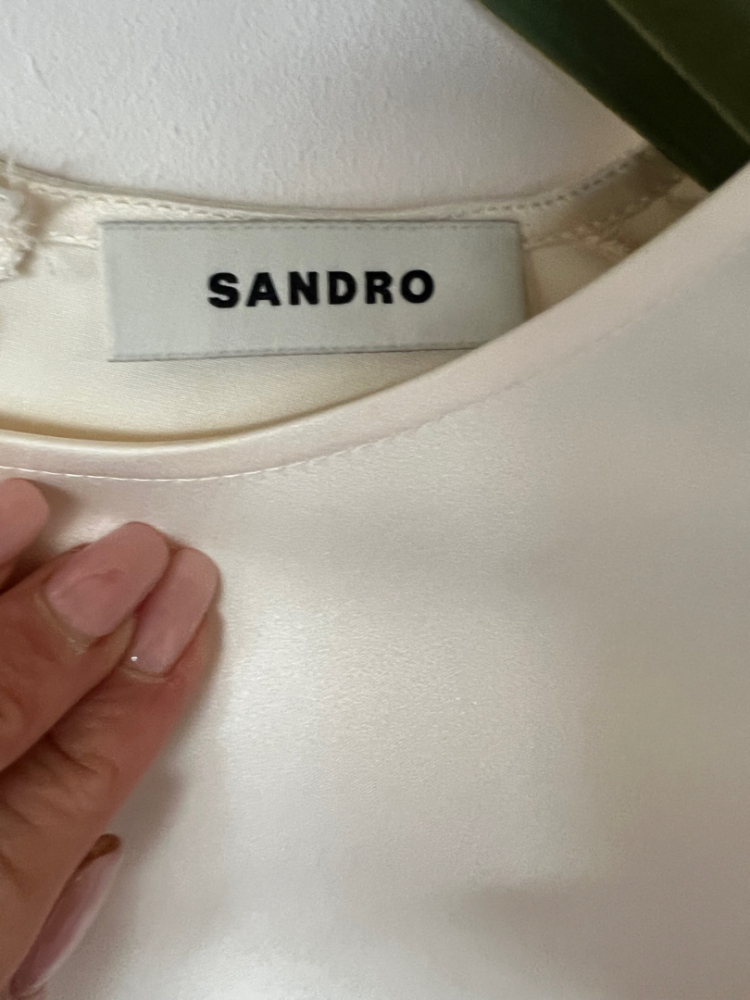 Sandro Neues cremefarbenes langes Kleid