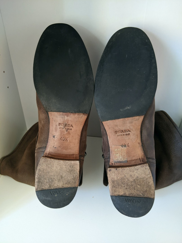 Prada Bikerstiefel braun used look