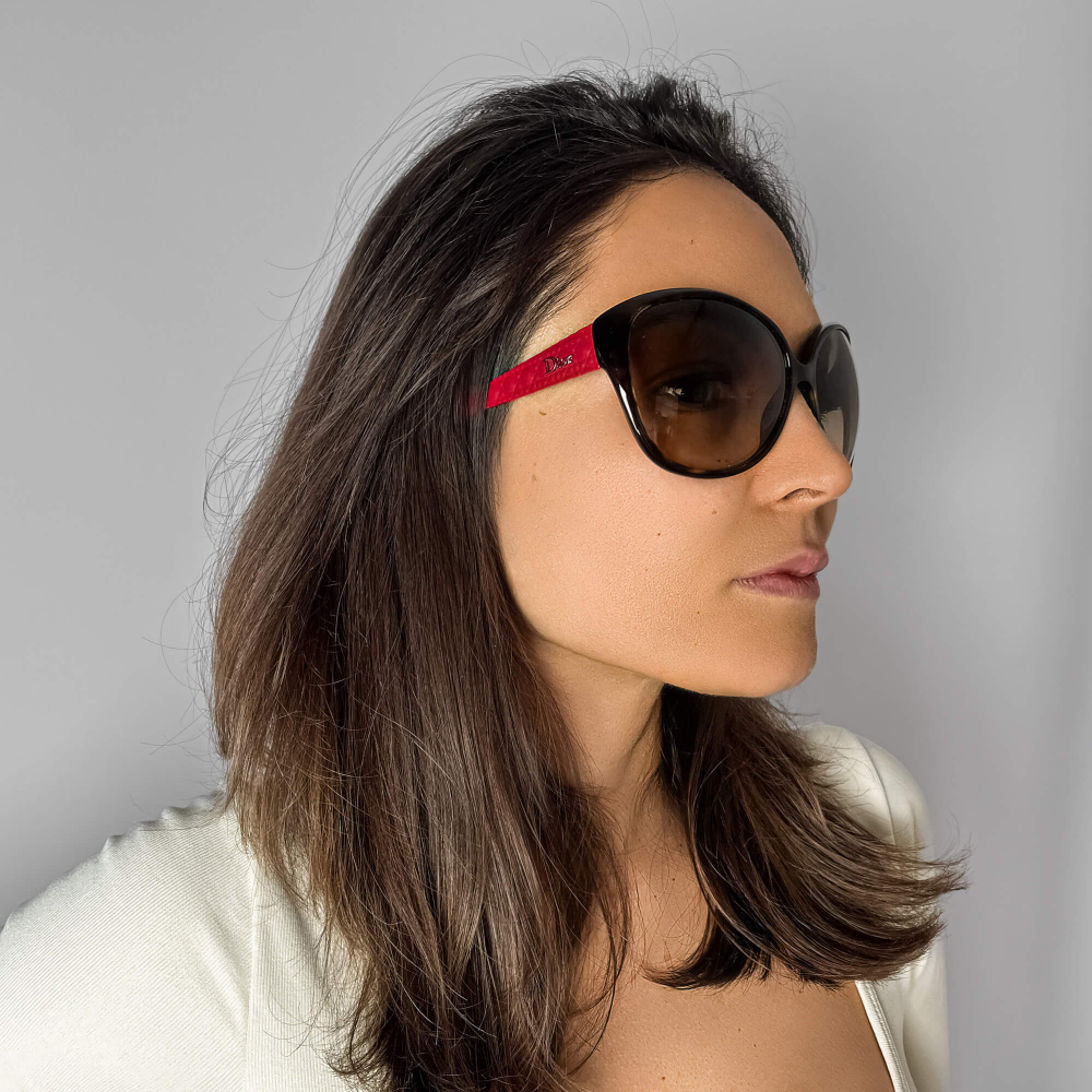 Christian Dior Cannage Acetate Oversized Brown