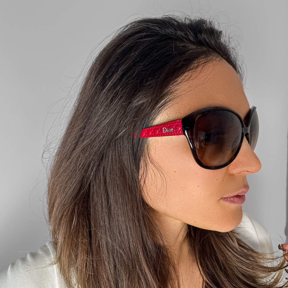 Christian Dior Cannage Acetate Oversized Brown