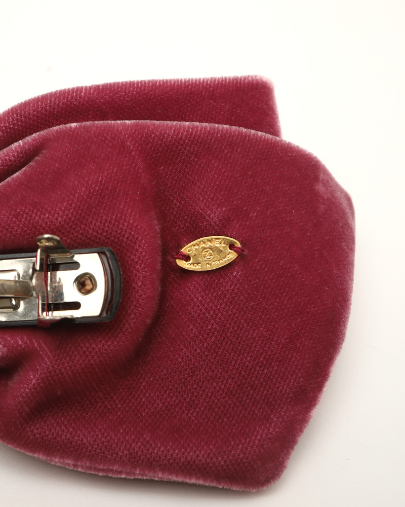 Chanel Velour Ribbon Hair Clip