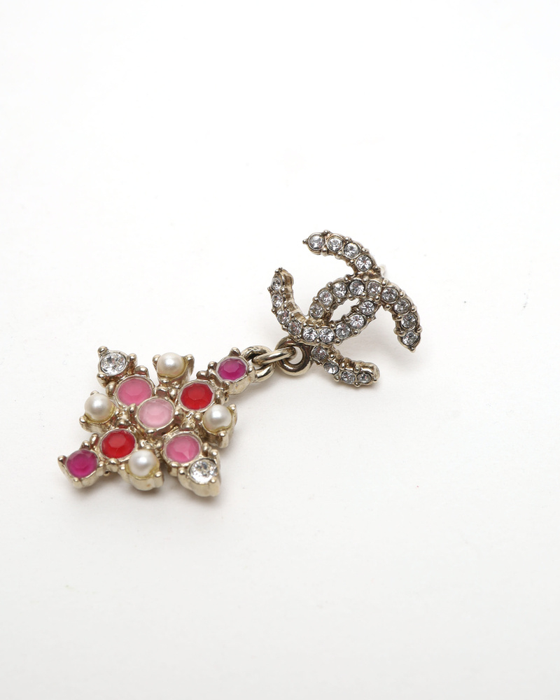 Chanel Coco Mark Rhinestone Dangling Earrings