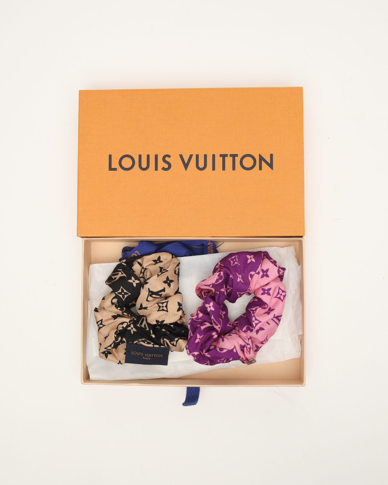 Louis Vuitton Set Of 2 Silk Hair Scrunchies