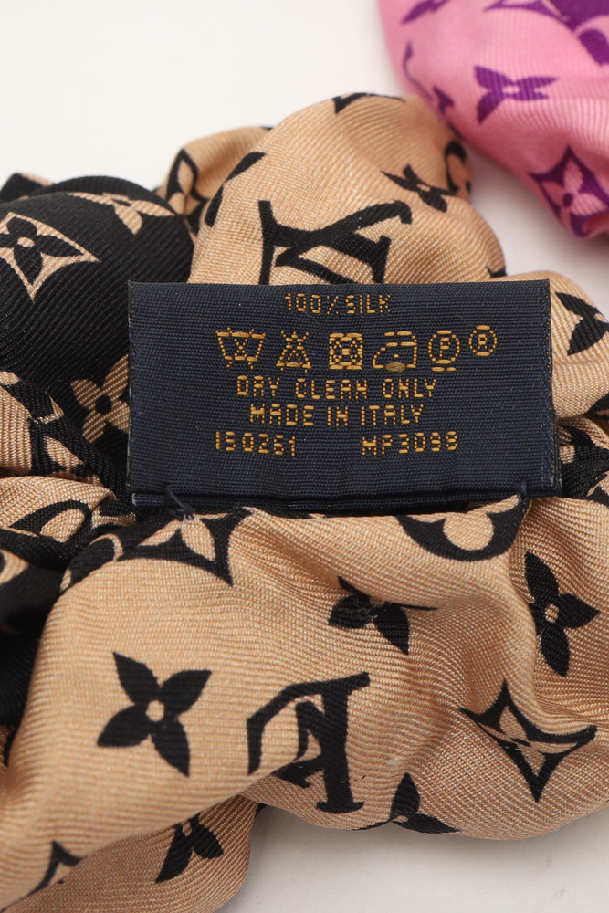 Louis Vuitton Set Of 2 Silk Hair Scrunchies